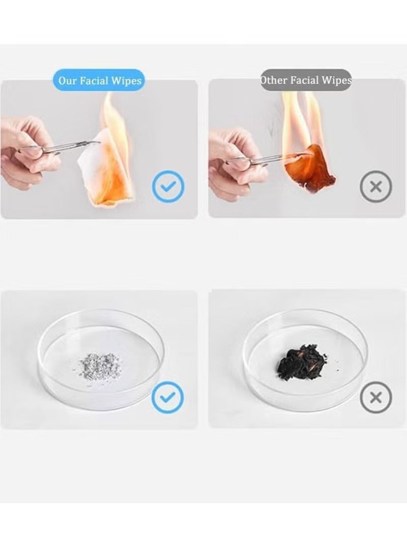 وجه للاستخدام مرة واحدة، مناديل وجه قطنية 100%، مناديل جافة لإزالة المكياج فائقة النعومة، مناديل سميكة لتنظيف الوجه، مناديل وجه يومية لطيفة على البشرة، منشفة وجه نظيفة قابلة للتحلل الحيوي، مناديل وجه ناعمة محمولة للبشرة الحساسة ولتنظيف الوجه للأطفال والعناية الشخصية والسفر (20*15 سم) - Image 4